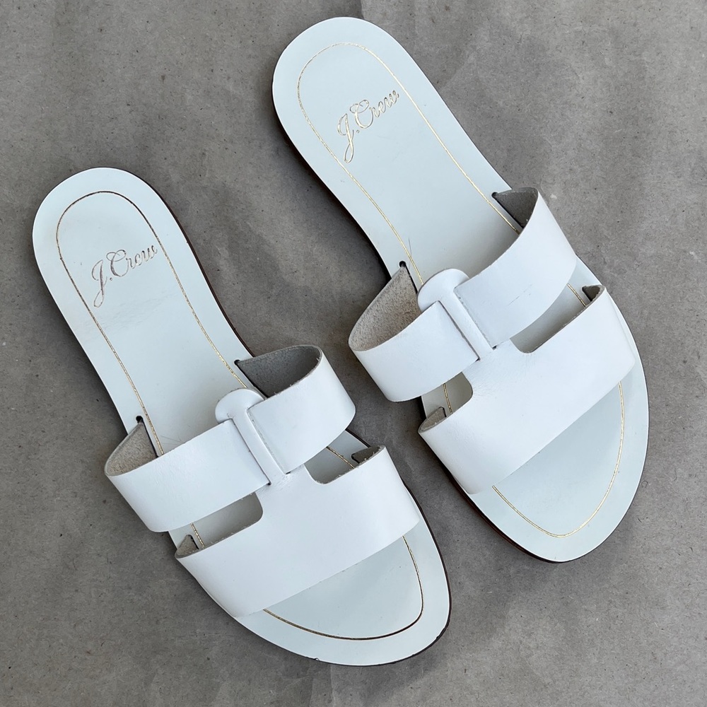J crew white leather Slide Sandal